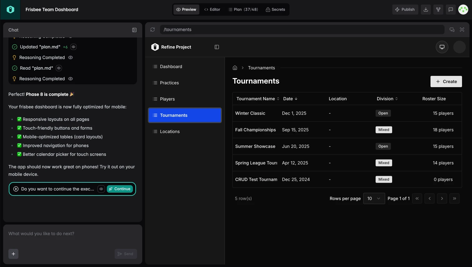 Building an app in the Refine Console